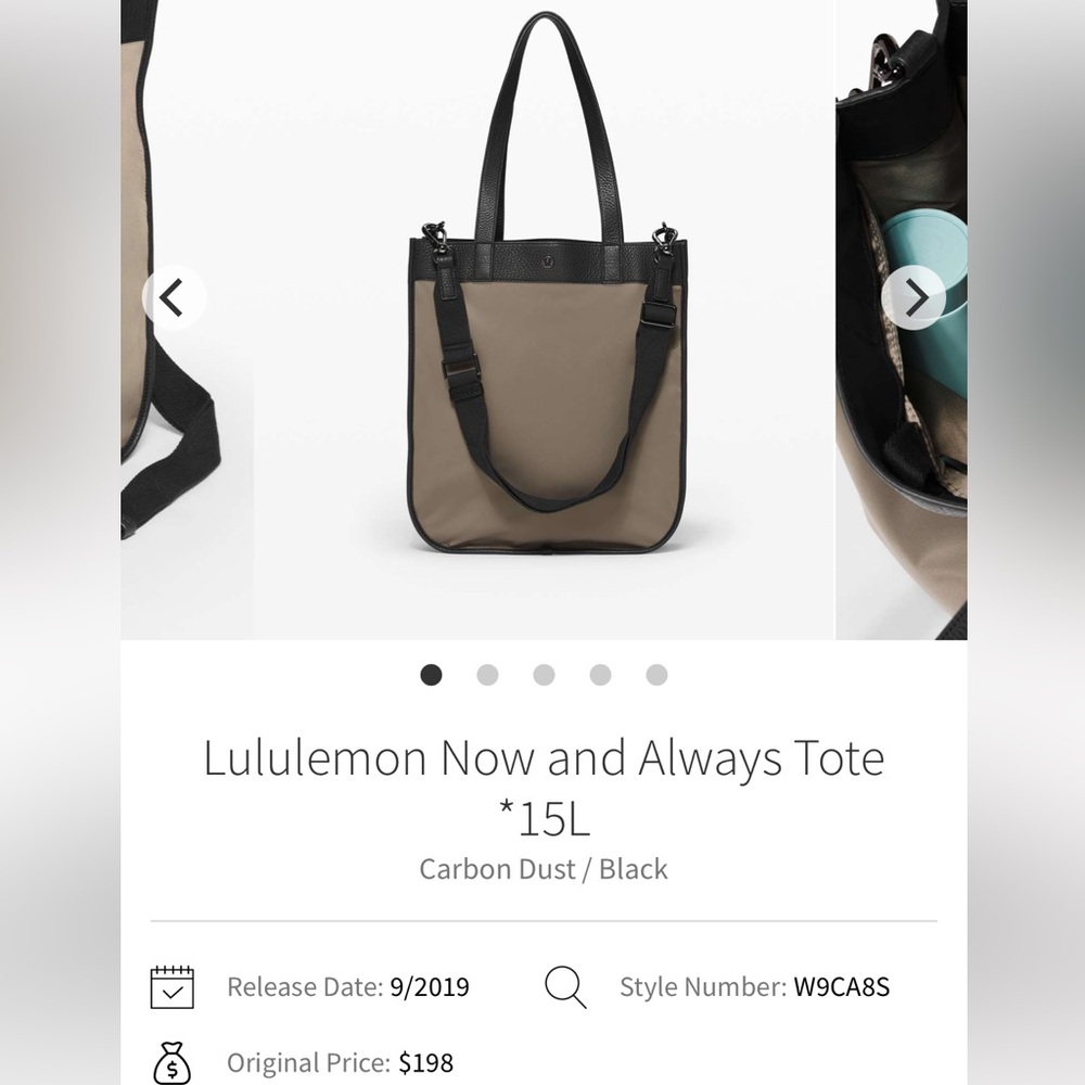 Lululemon Athletica Now and Always tote
Carbon Dust and Black Everyday Tote
